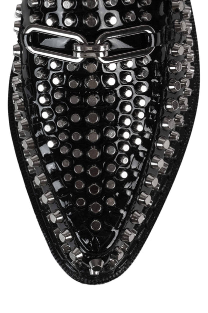 CHOUX-ST Platform Loafer - Black Crinkle Patent Silver |Jeffrey Campbell