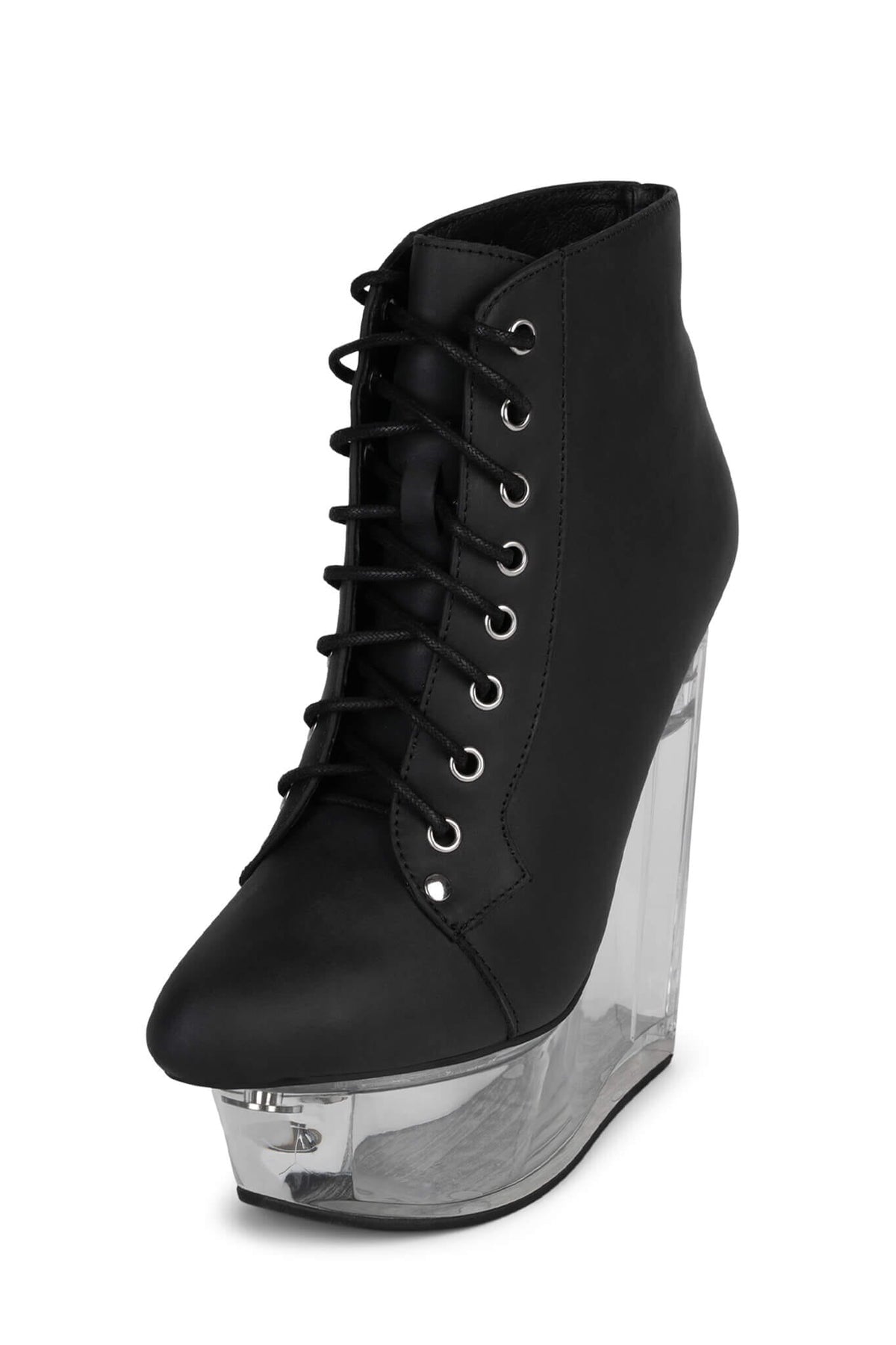 BALFOUR Platform Wedge - Black Washed Clear |Jeffrey Campbell