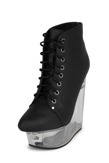 BALFOUR Platform Wedge - Black Washed Clear |Jeffrey Campbell