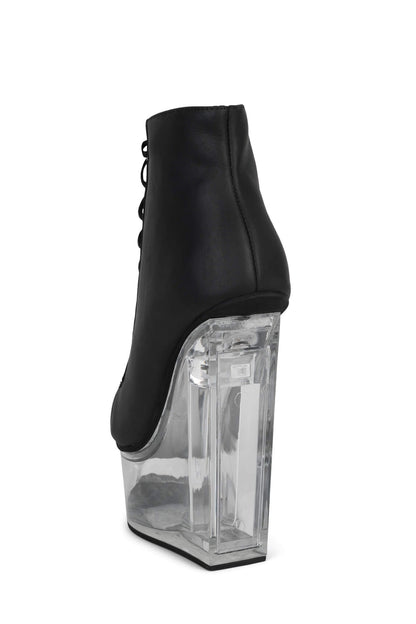 BALFOUR Platform Wedge - Black Washed Clear |Jeffrey Campbell