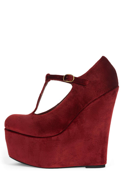 BAM-BAM Platform Mary-Jane - Wine Velvet |Jeffrey Campbell
