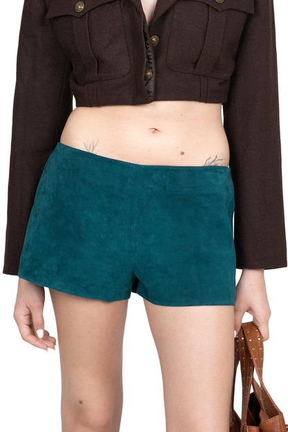 OUT-WEST SHORTS Shorts - Turquoise Suede |Jeffrey Campbell