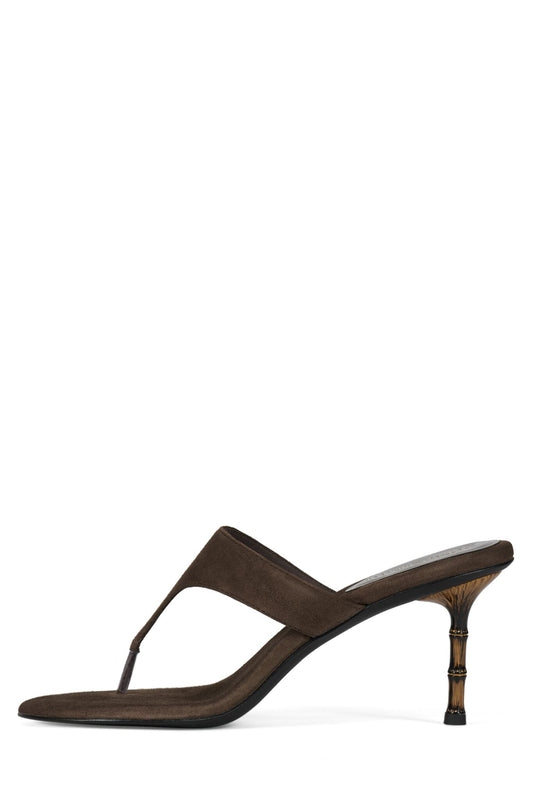 MARILLA Heeled Thong Sandal - Coffee Suede |Jeffrey Campbell