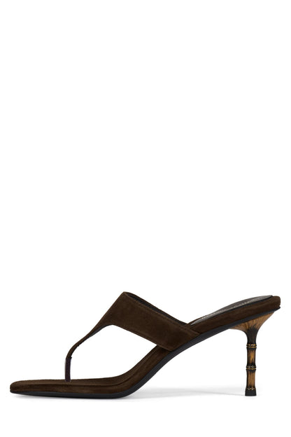 MARILLA Heeled Thong Sandal - Coffee Suede |Jeffrey Campbell