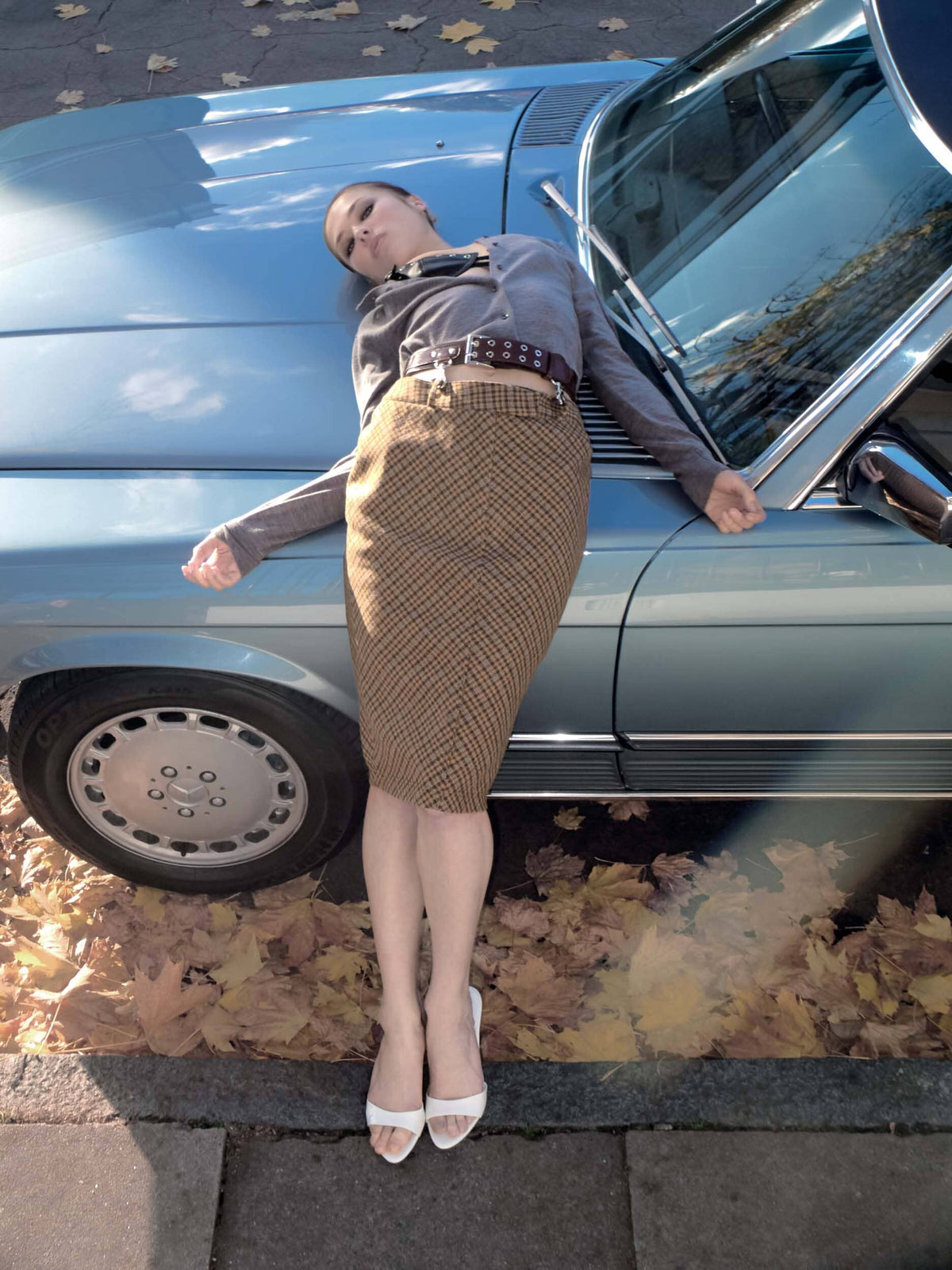 DELPHY SKIRT Midi Skirt - Brown Plaid Tweed |Jeffrey Campbell