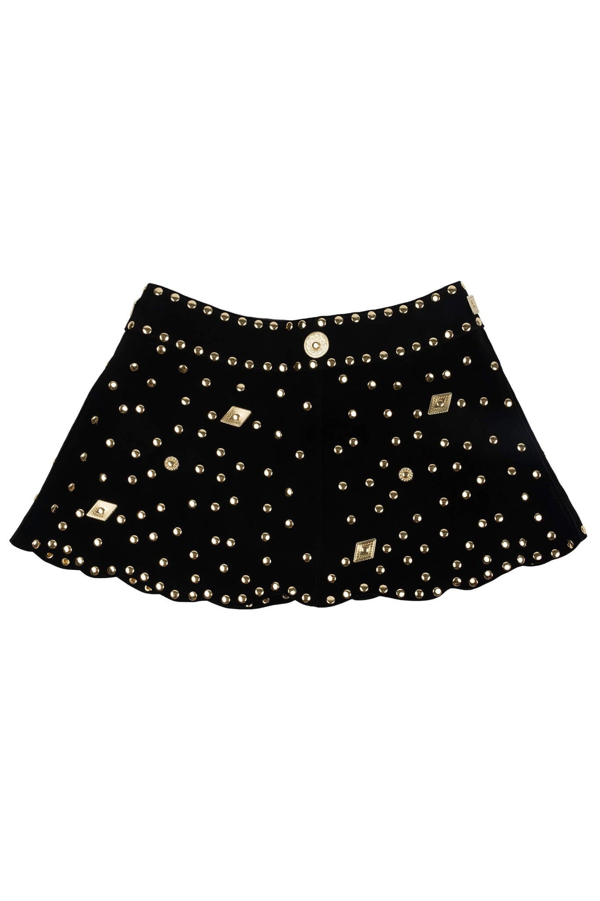 MARQUEE Mini Skirt - Black Suede Gold |Jeffrey Campbell