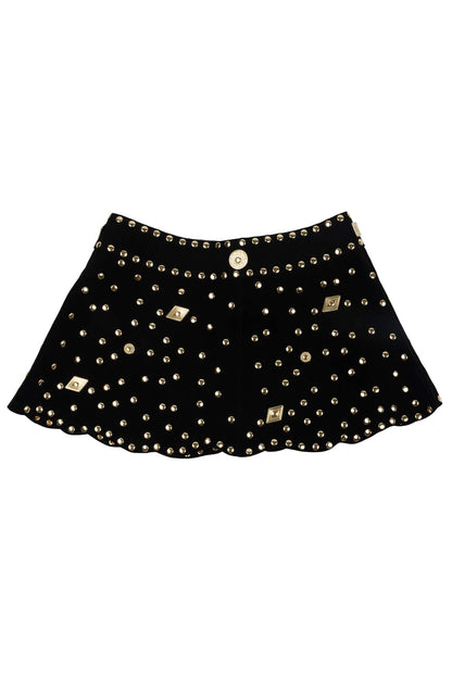 MARQUEE Mini Skirt - Black Suede Gold |Jeffrey Campbell