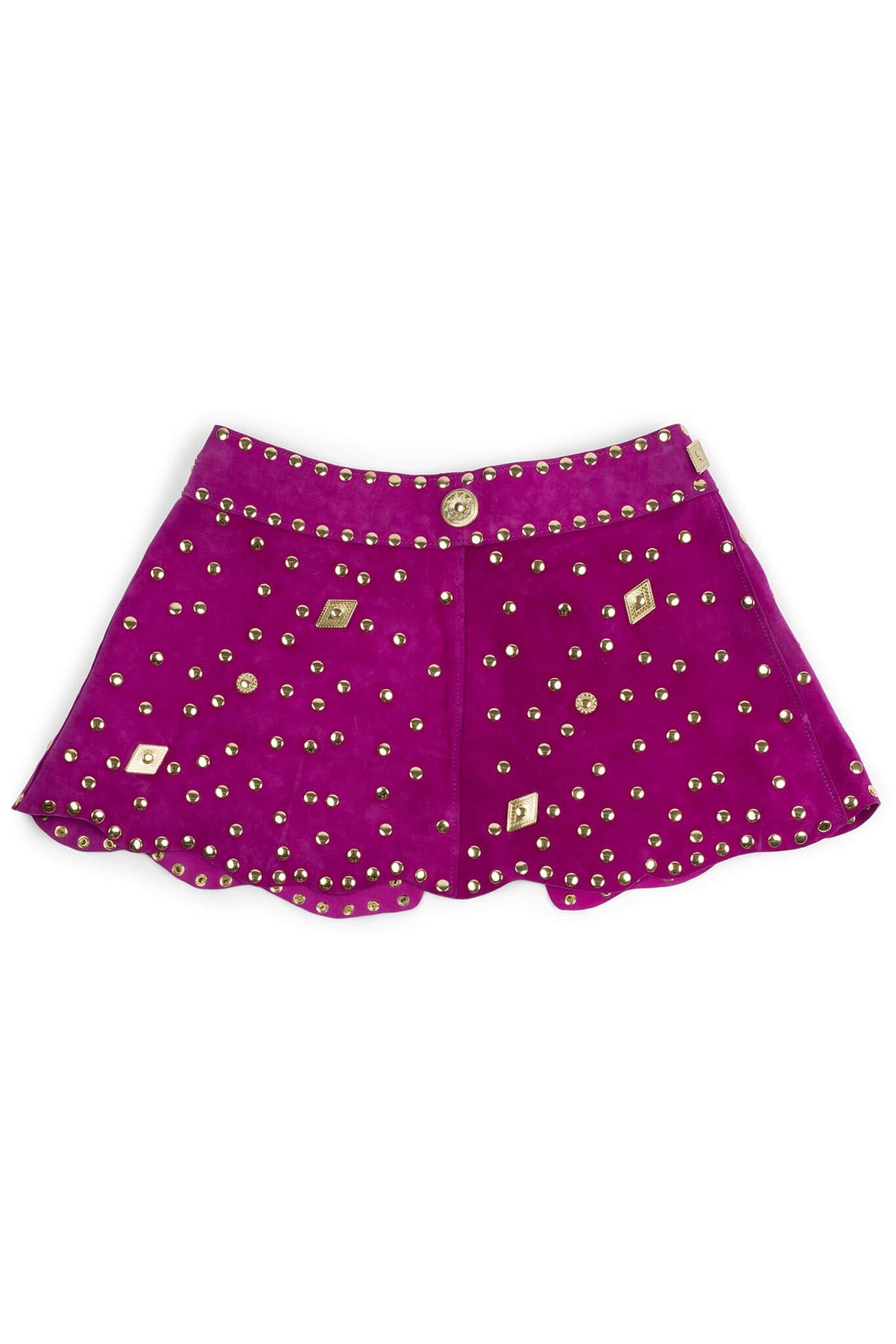 MARQUEE Mini Skirt - Fuchsia Suede Gold |Jeffrey Campbell