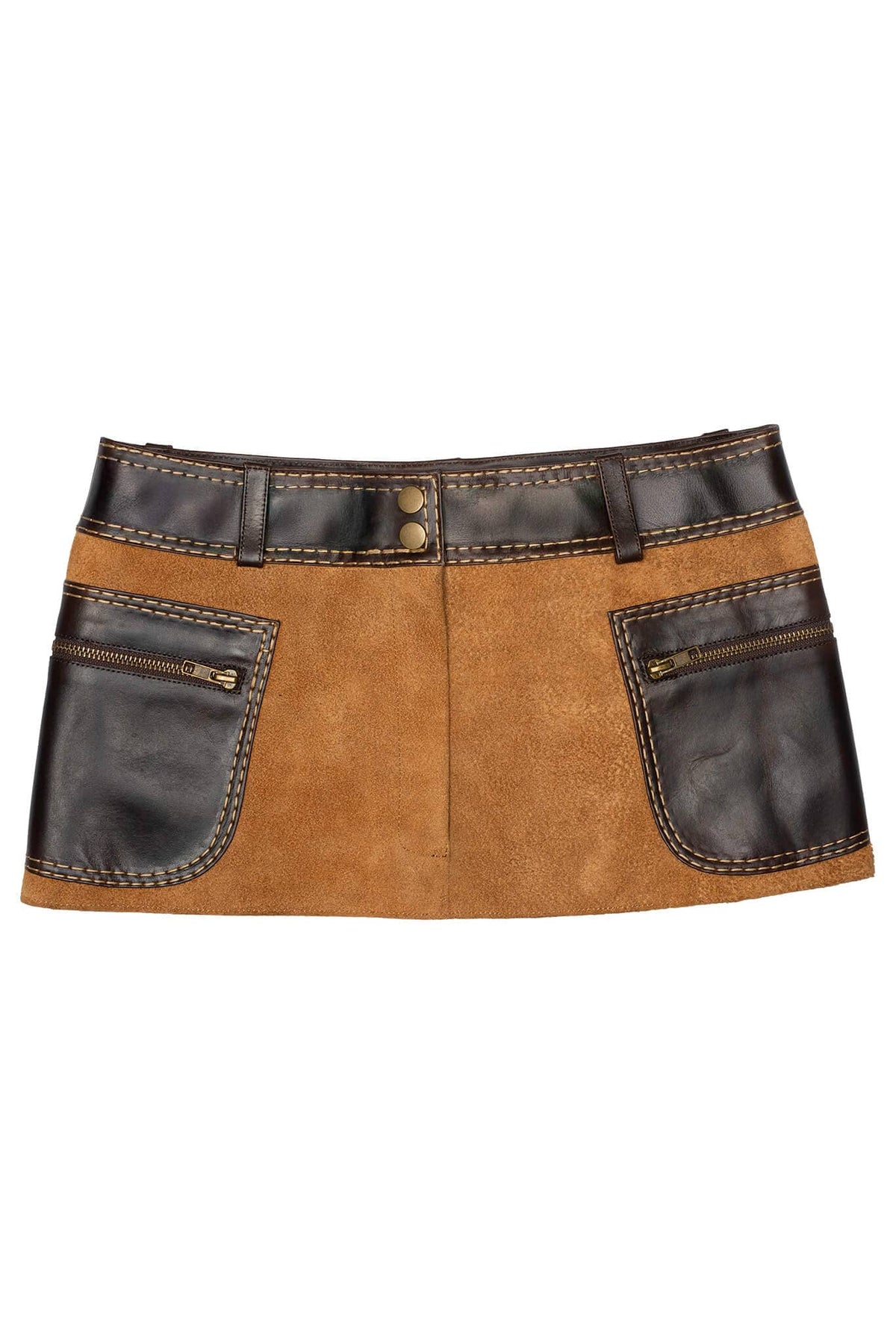 TACTICS Deconstructed Mini Skirt - Tan Suede Brown |Jeffrey Campbell