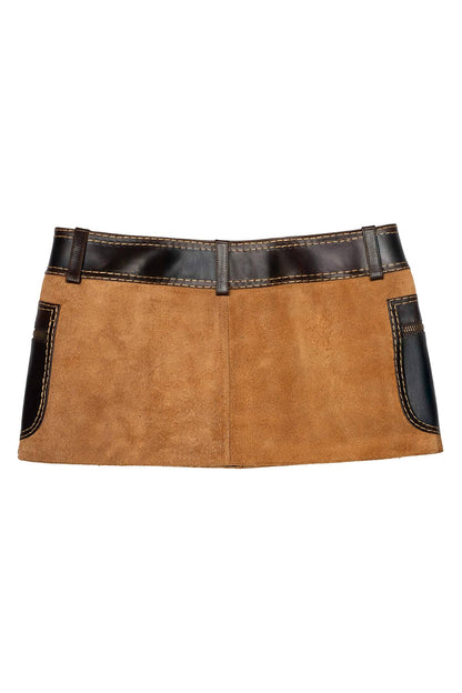 TACTICS Deconstructed Mini Skirt - Tan Suede Brown |Jeffrey Campbell