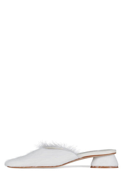MOLLY-2F Heeled Mule - Ivory Longhair |Jeffrey Campbell