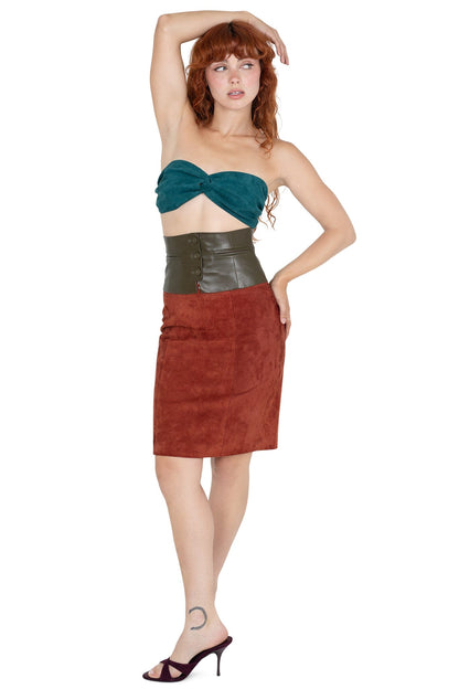 AMALIE SKIRT Pencil Skirt - Rust Suede |Jeffrey Campbell