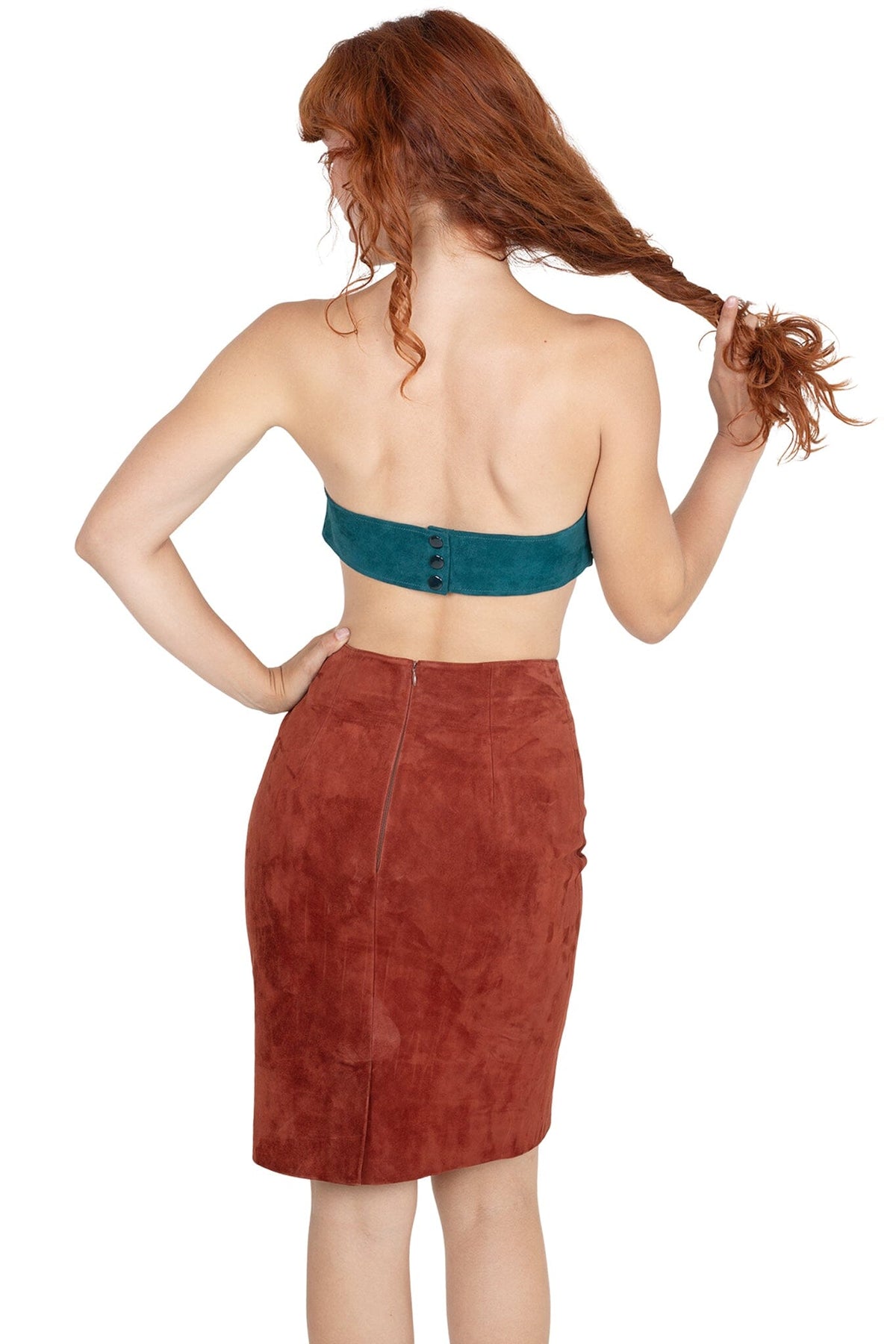 AMALIE SKIRT Pencil Skirt - Rust Suede |Jeffrey Campbell
