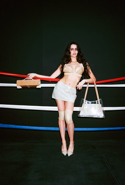 DEMOLISH Deconstructed Mini Skirt - Grey Clear Combo |Jeffrey Campbell