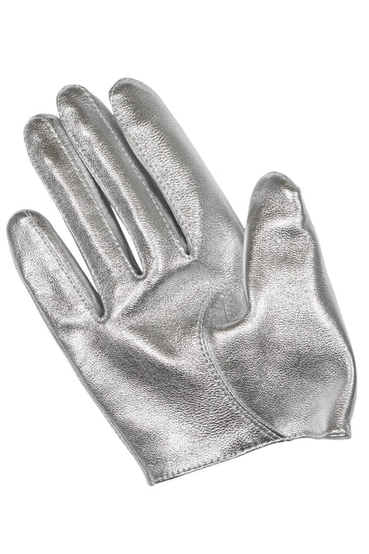 PIT-CREW Leather Gloves - Silver |Jeffrey Campbell