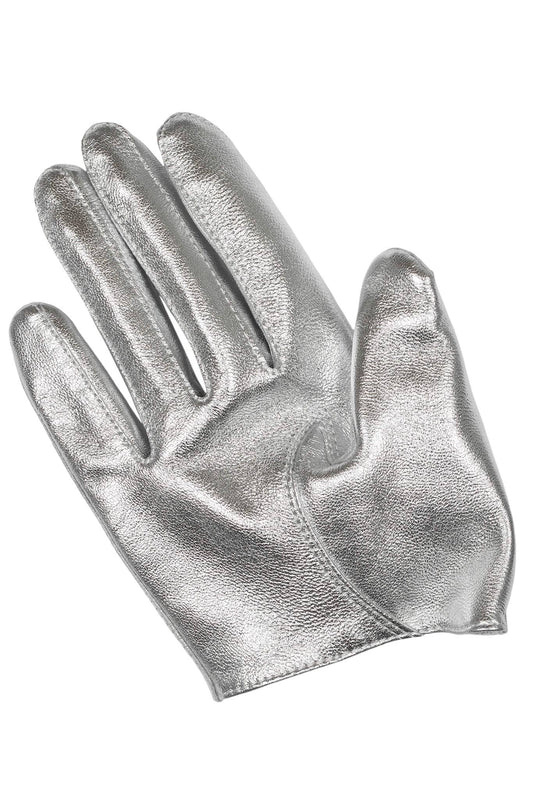 PIT-CREW Leather Gloves - Silver |Jeffrey Campbell