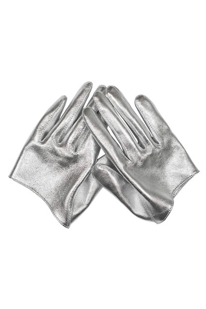 PIT-CREW Leather Gloves - Silver |Jeffrey Campbell