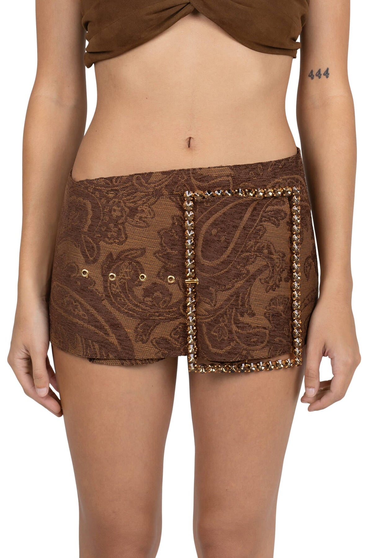 GIRLYPOP Rhinestone Belt - Brown Tapestry |Jeffrey Campbell