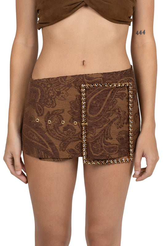 GIRLYPOP Rhinestone Belt - Brown Tapestry |Jeffrey Campbell