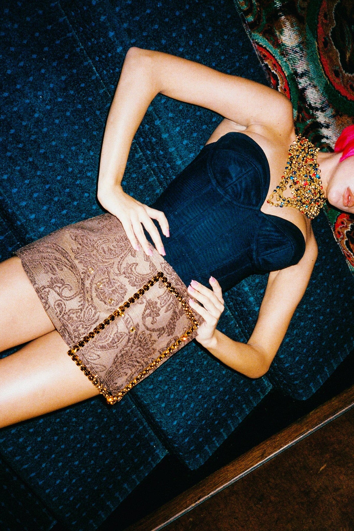 GIRLYPOP Rhinestone Belt - Brown Tapestry |Jeffrey Campbell