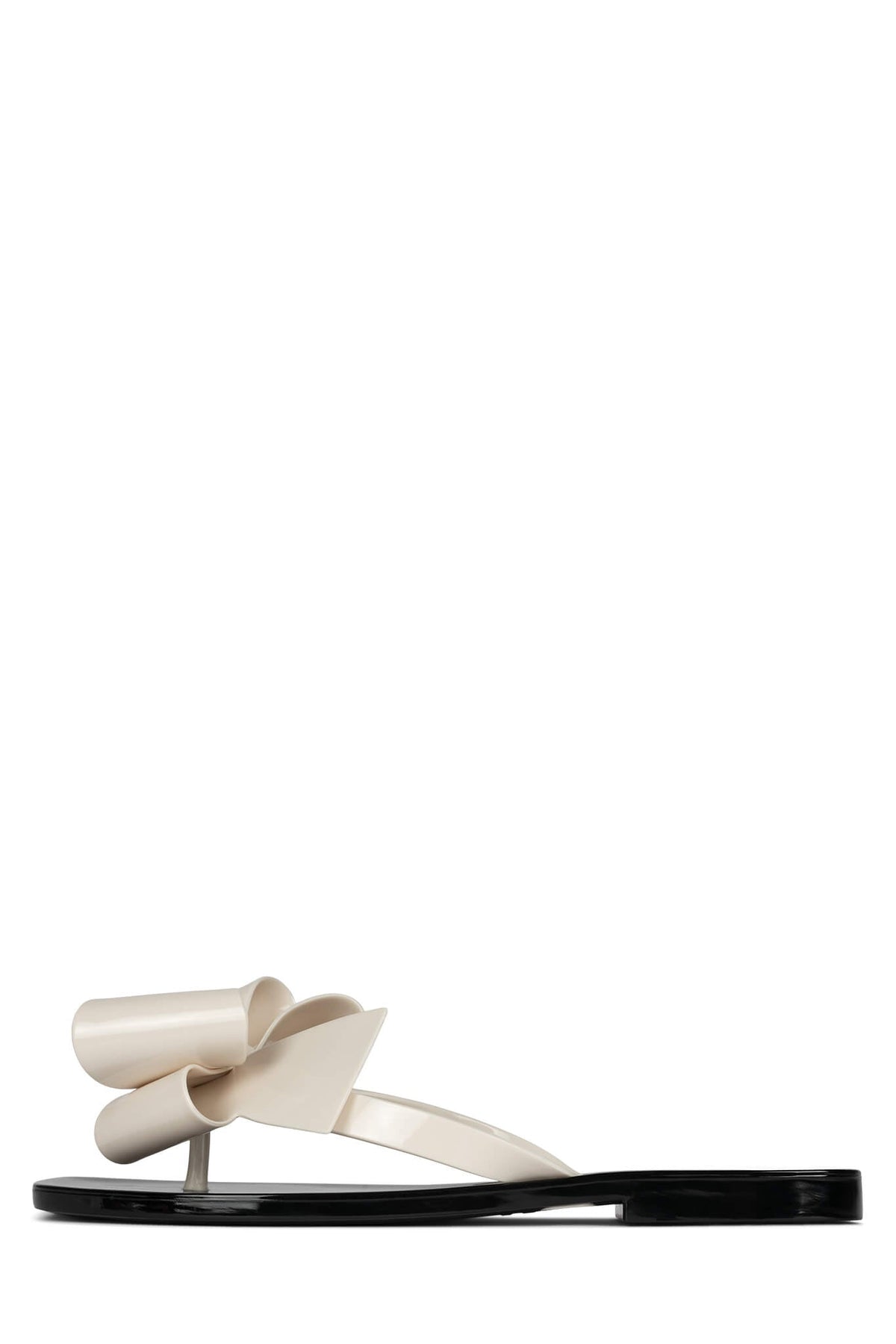 SUGARY Flat Sandal - Cream Shiny Black Shiny |Jeffrey Campbell