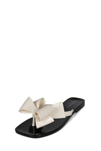SUGARY Flat Sandal - Cream Shiny Black Shiny |Jeffrey Campbell