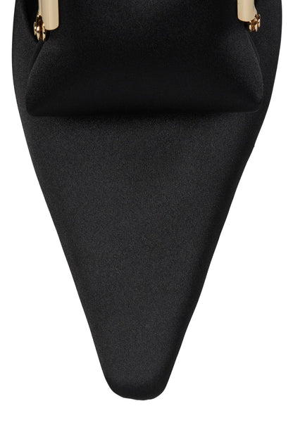 PAY-ME Slingback Wedge - Black Satin Combo |Jeffrey Campbell