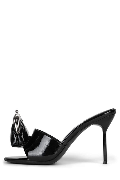 XTRA-COIN Heeled Sandal - Black Crinkle Patent |Jeffrey Campbell