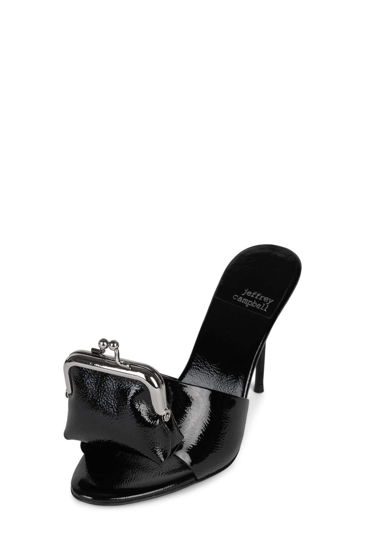 XTRA-COIN Heeled Sandal - Black Crinkle Patent |Jeffrey Campbell