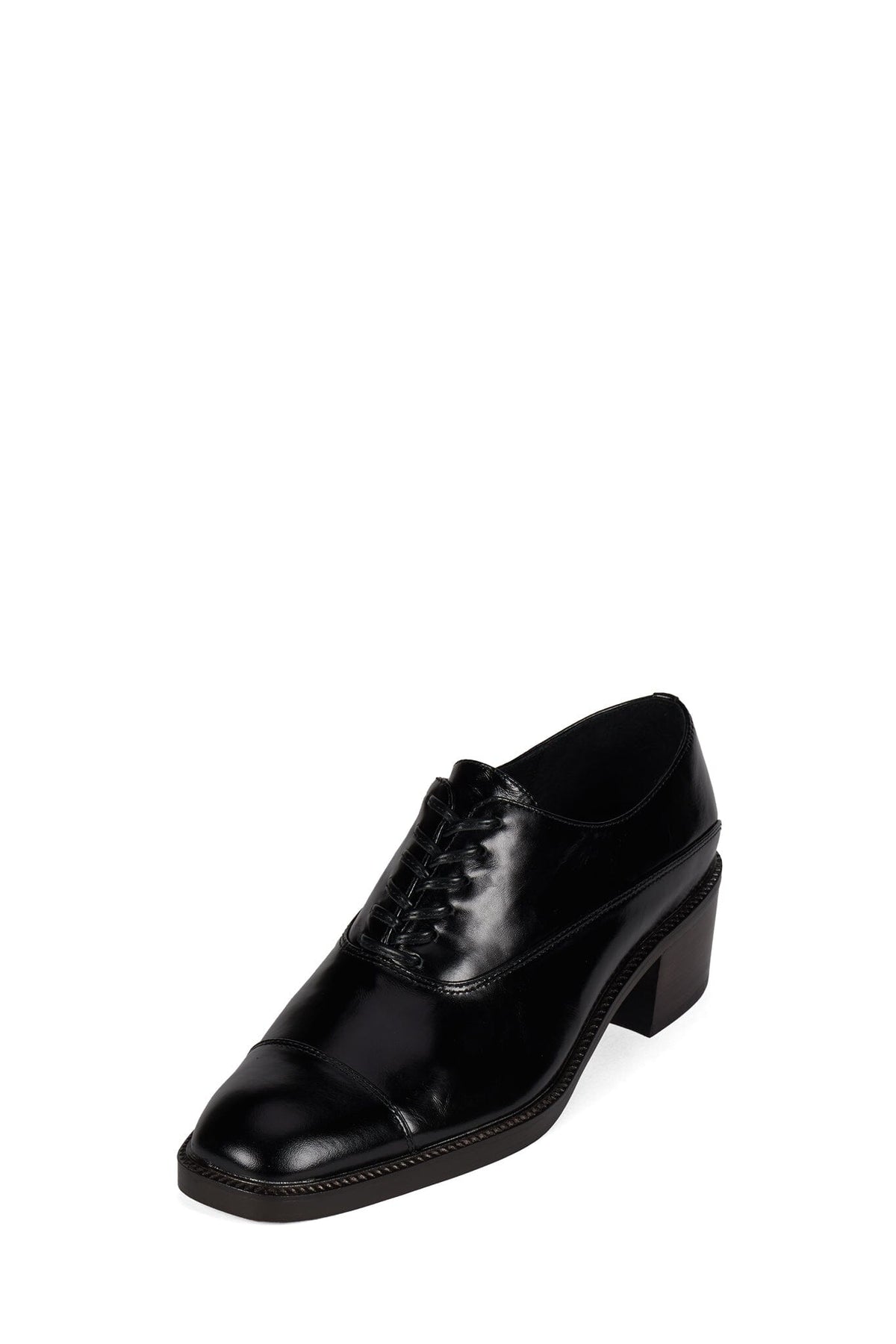 THATCH Heeled Oxford - Black Crinkle |Jeffrey Campbell