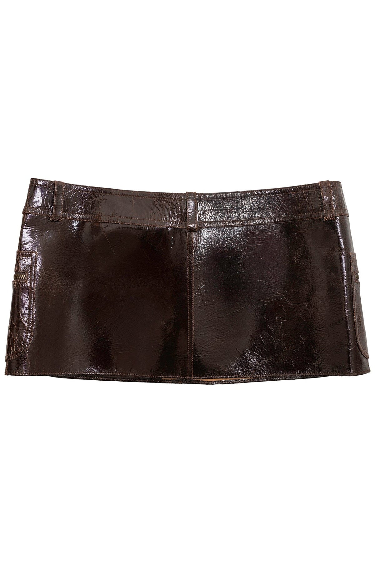 TOO-COOL SKIRT Leather Mini Skirt - Brown Crackle |Jeffrey Campbell