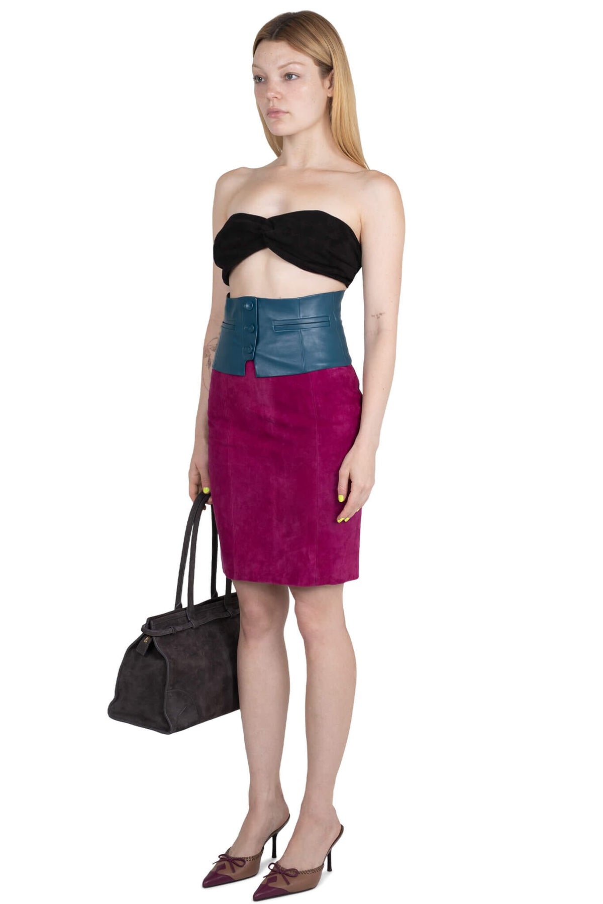AMALIE SKIRT Pencil Skirt - Fuchsia Suede |Jeffrey Campbell
