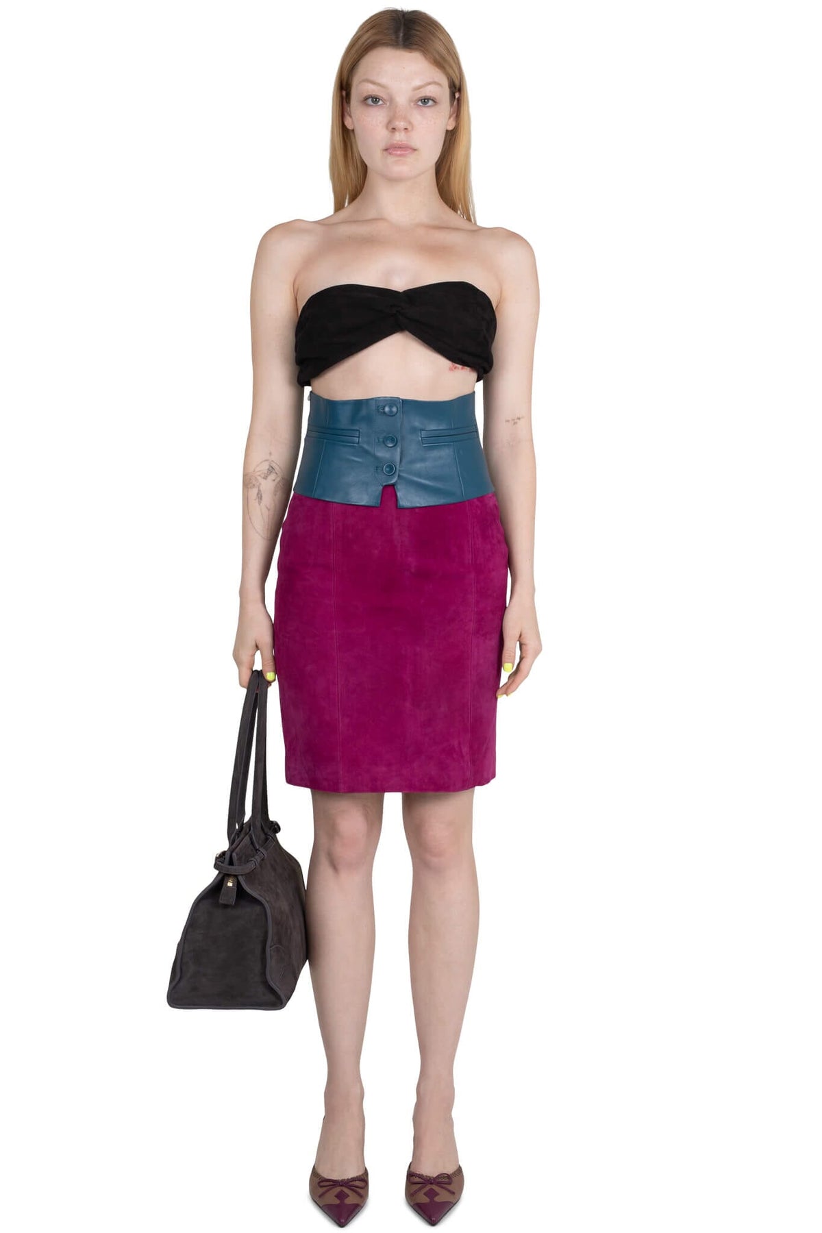 AMALIE SKIRT Pencil Skirt - Fuchsia Suede |Jeffrey Campbell