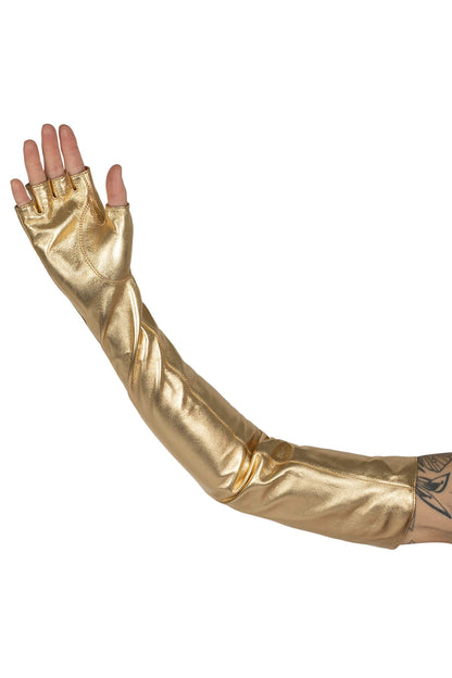 KRAFTIG GLOVES Leather Gloves - Gold Metallic |Jeffrey Campbell