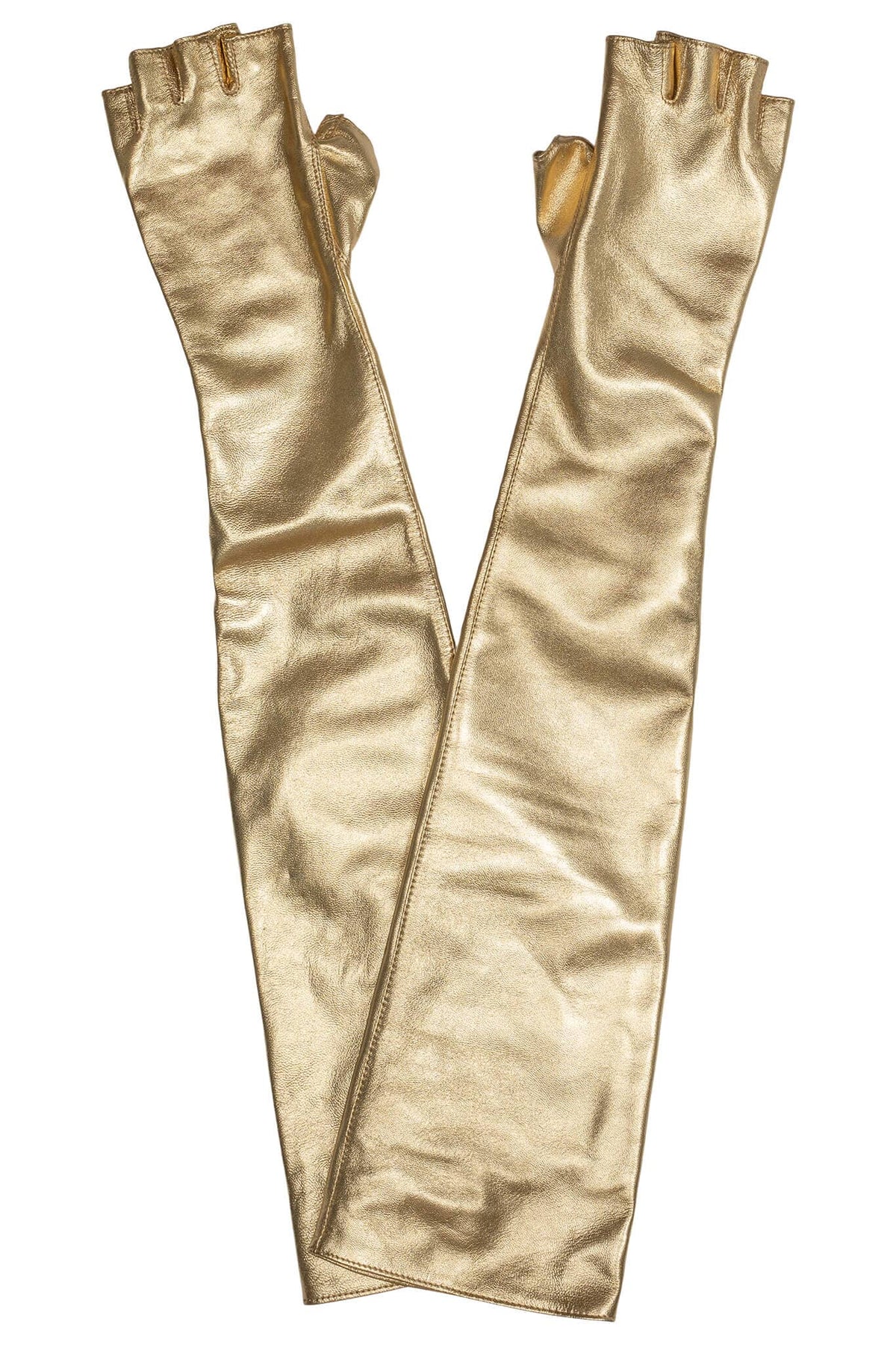 KRAFTIG GLOVES Leather Gloves - Gold Metallic |Jeffrey Campbell