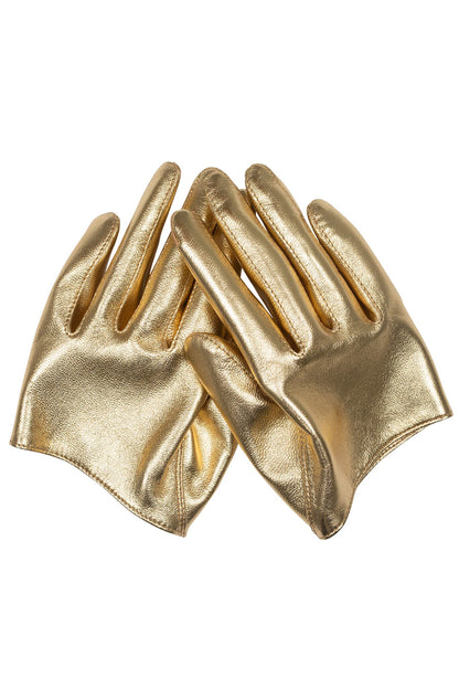 PIT-CREW Leather Gloves - Gold Metallic |Jeffrey Campbell