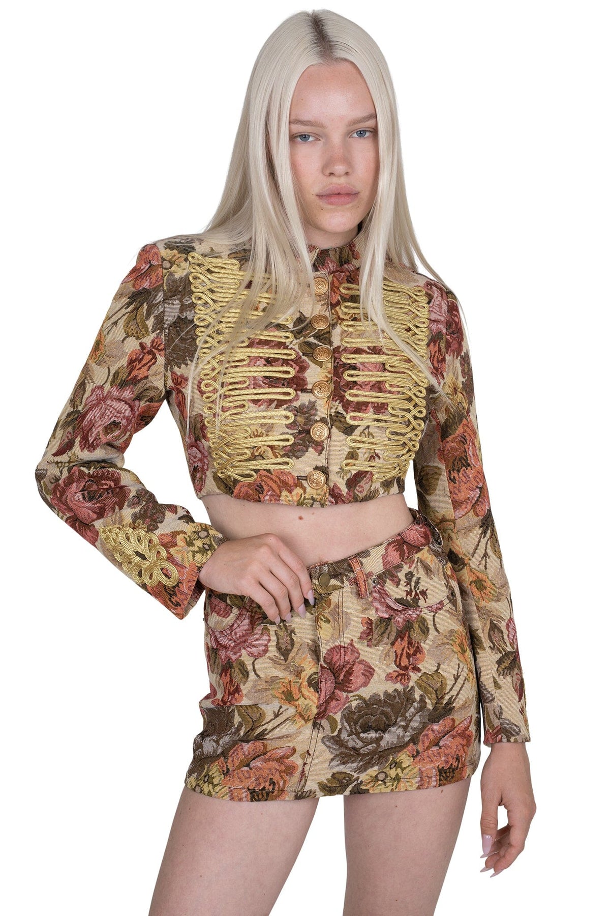 HEY-NOW-T SKIRT - Beige Floral Tapestry |Jeffrey Campbell