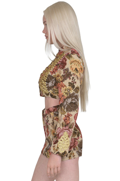 HEY-NOW-T SKIRT - Beige Floral Tapestry |Jeffrey Campbell