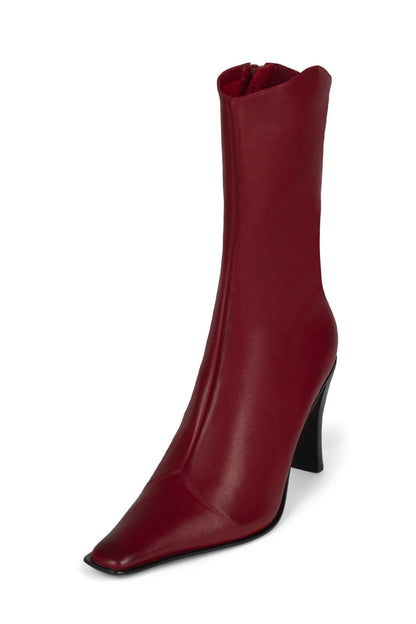 BE-BOLD Mid-Calf Boot - Red Distressed |Jeffrey Campbell