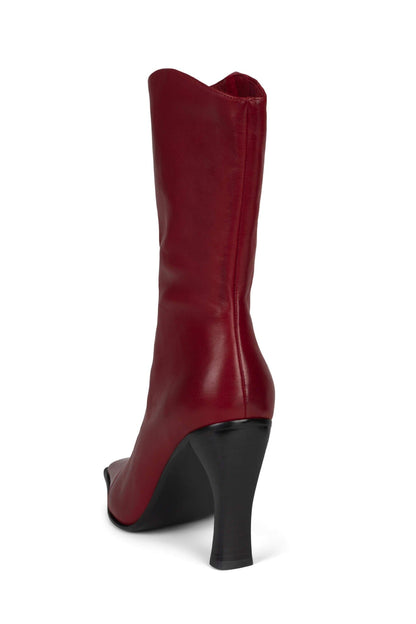 BE-BOLD Mid-Calf Boot - Red Distressed |Jeffrey Campbell