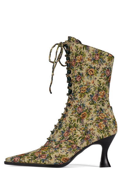 MAYSVILLE Heeled Boot - Beige Floral Tapestry |Jeffrey Campbell