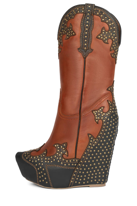 GIDDY-STUD Western Boot - Tan Black |Jeffrey Campbell