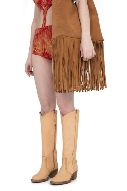 BLESSIE Knee-High Boot - Natural Distressed |Jeffrey Campbell