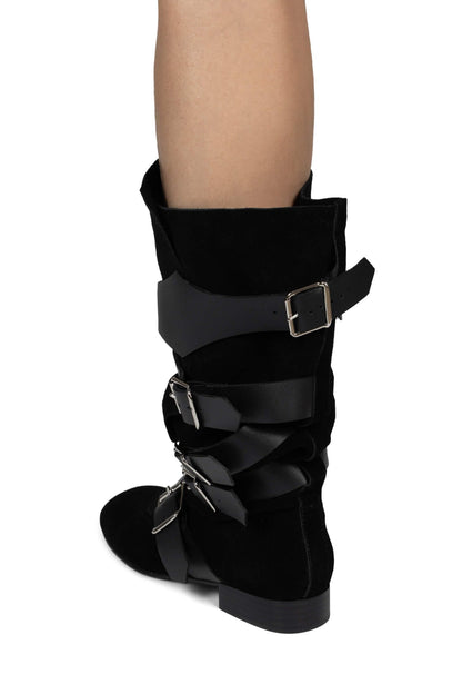FASTENED - Black Suede Black |Jeffrey Campbell