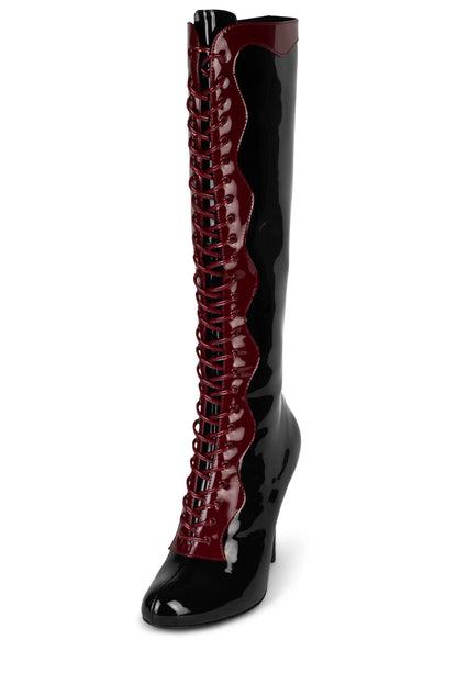HEADLINE-K Knee-High Boot - Black Patent Red Patent |Jeffrey Campbell