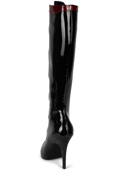 HEADLINE-K Knee-High Boot - Black Patent Red Patent |Jeffrey Campbell