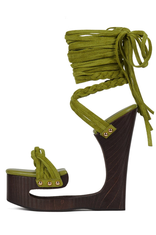 MAZES Platform Sandal - Chartreuse Suede Brown |Jeffrey Campbell