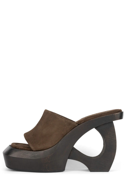 THE-IDOL Platform Sandals - Olive Suede |Jeffrey Campbell