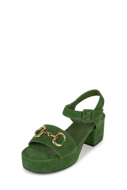 TIMELESS Platform Sandal - Green Suede Gold |Jeffrey Campbell