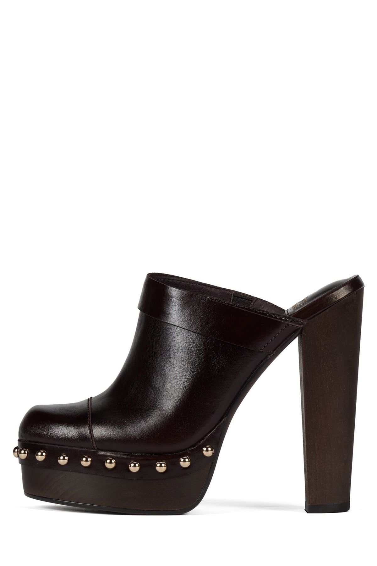 CONFIDENT Platform Mule with Stud Detail - Coffee Gold |Jeffrey Campbell